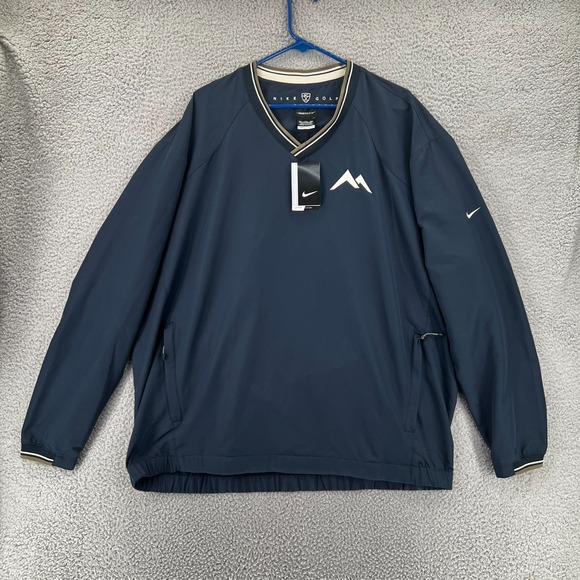 NEW Nike Golf Pullover Top Wind Breaker Men 2XL Navy Blue V-Neck Long Sleeve - Picture 1 of 16